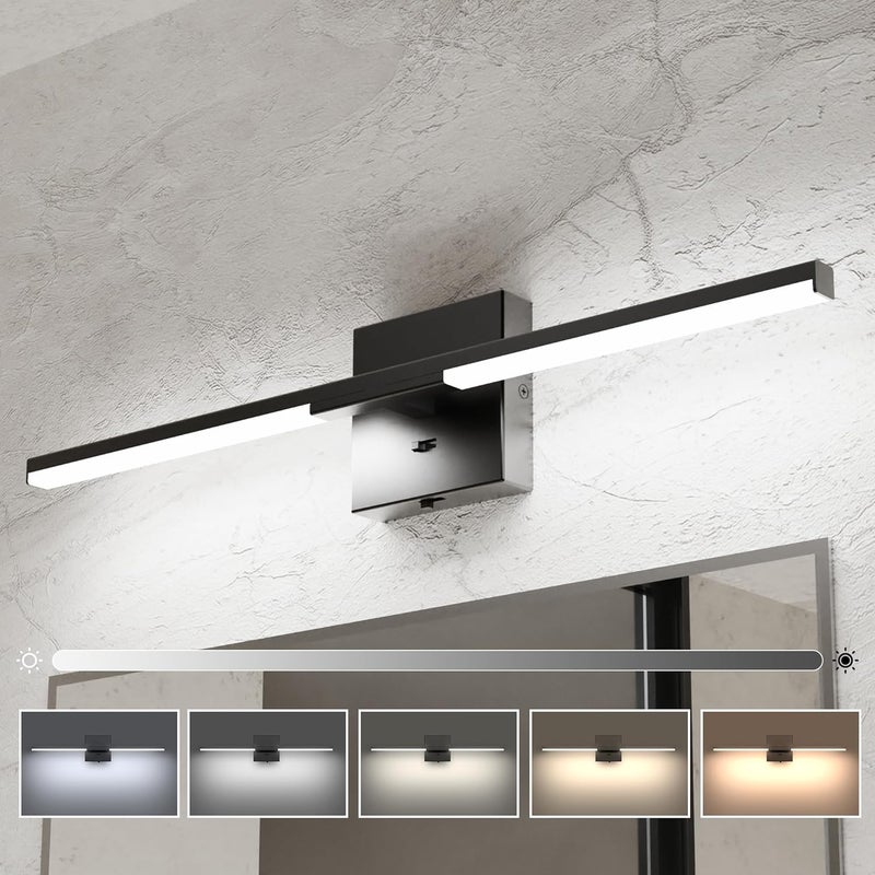 Ensenior Modern Bathroom Vanity Light 24 inch, Built-in Dimmer, 14W Dimmable 5CCT Led Bath Lights, Black Bar Vanity Light for Bathroom Mirror Cabinets Bedroom-FCC & ETL Certificated - Image 1